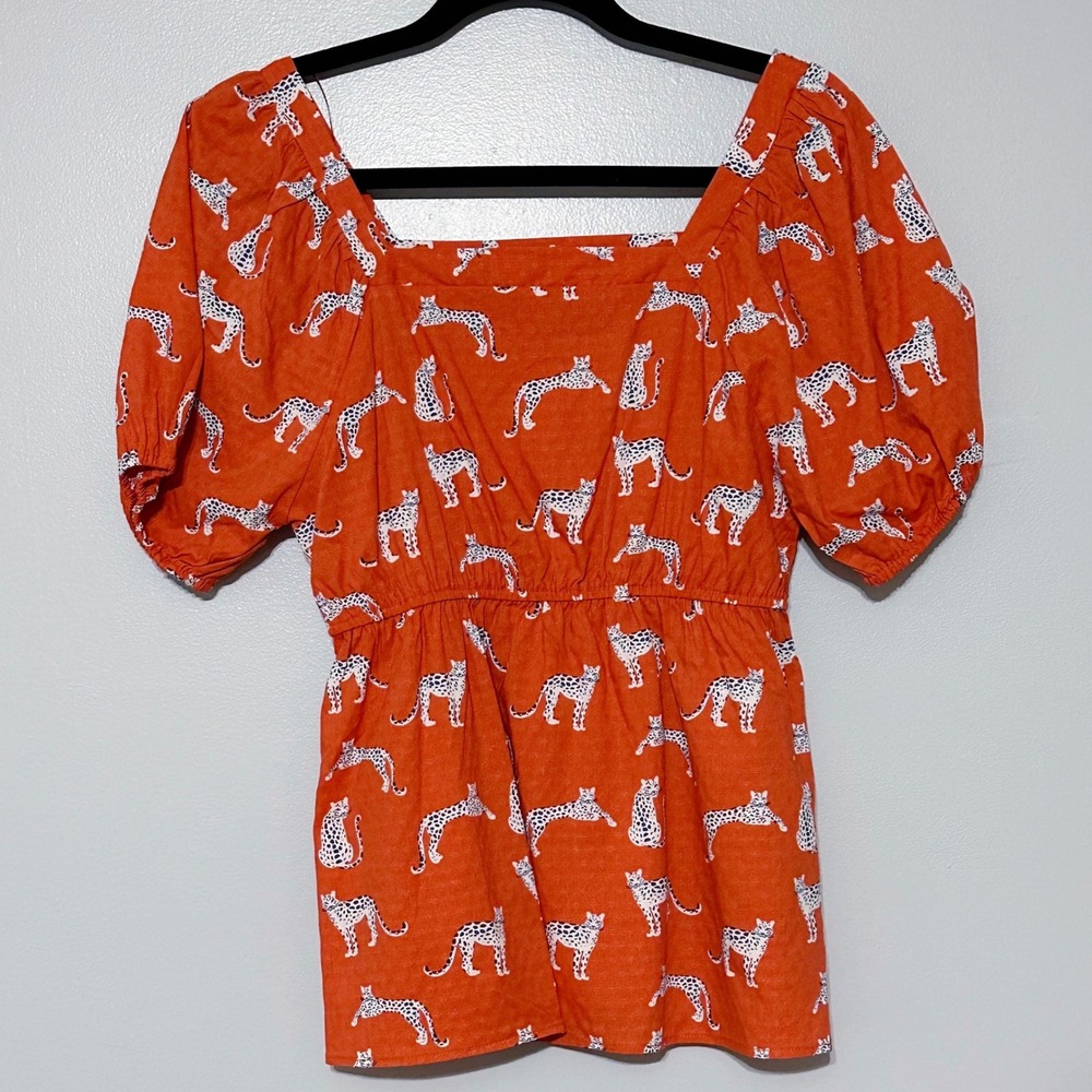 Michelle McDowell Gracie Run Wild Fire top Size Small Cat Print Cheetah Leopard